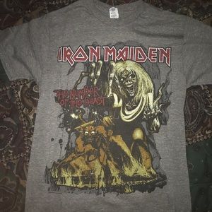 Grey Iron Maiden The Number of The Beast Tee